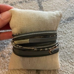 Stella & Dot black & rose gold wrap bracelet